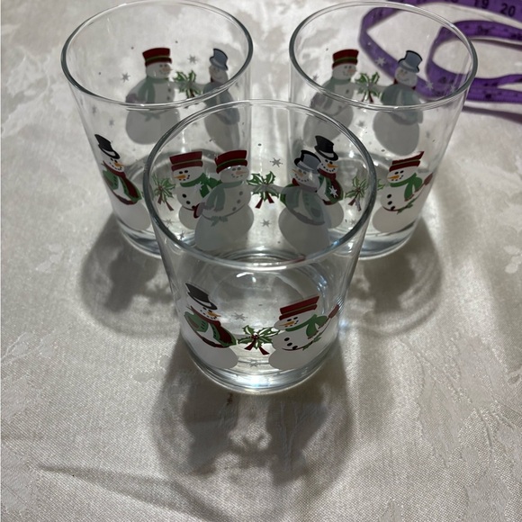 Snowman Themed Glass Tumblers Set of 3 - Picture 2 of 7